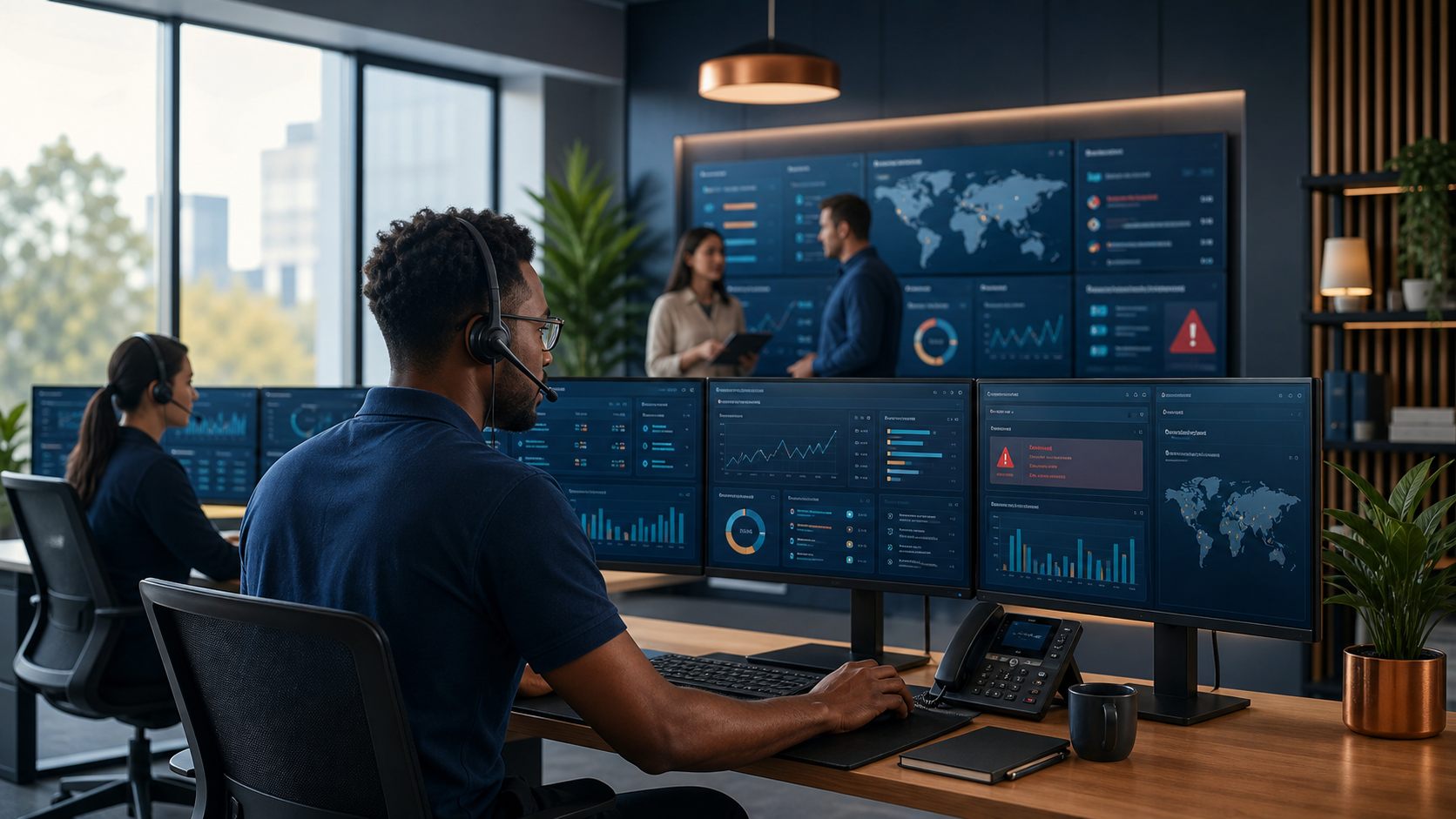 Managed IT operations team reviewing service health and support alerts